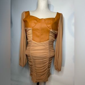 Cbr brand sheer and pleather with ruching Small NWT